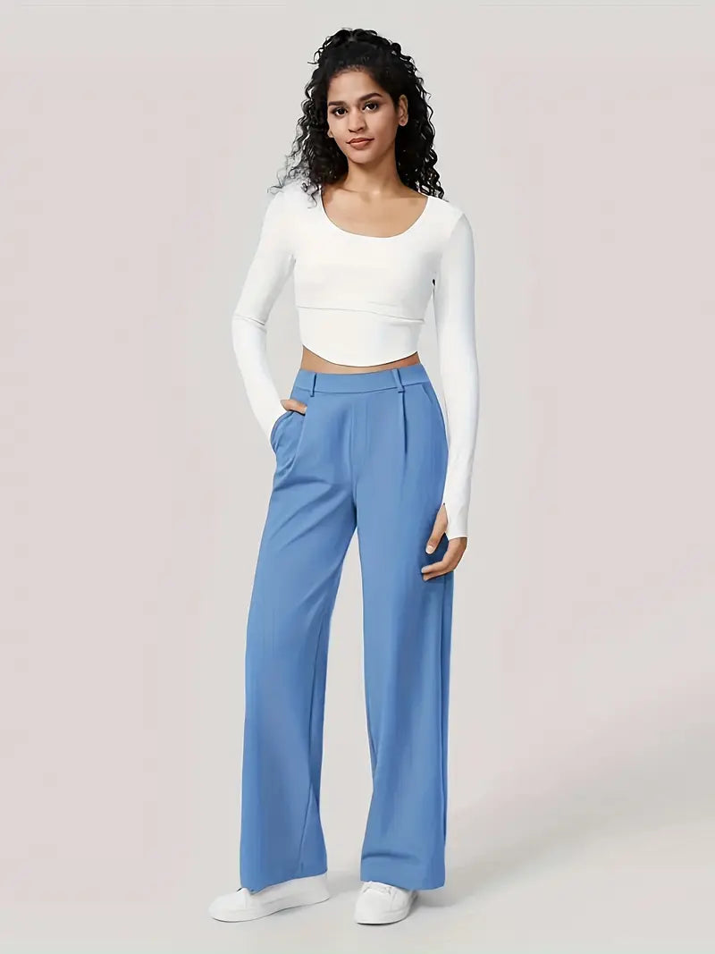 Pantalon Droit Stretch Taille Haute