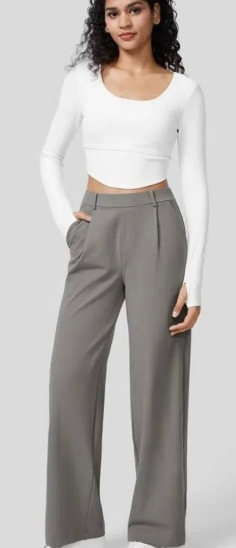 Pantalon Droit Stretch Taille Haute