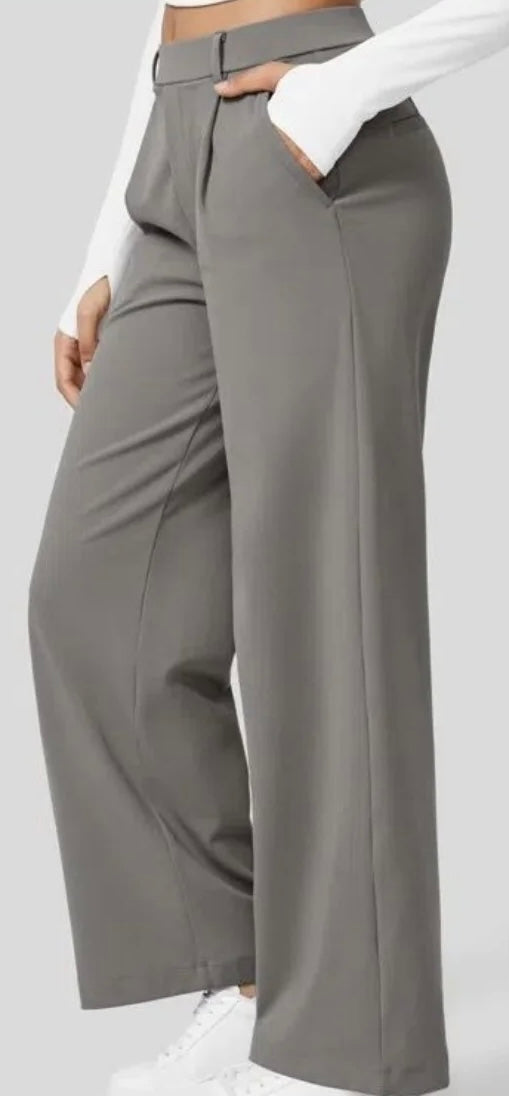 Pantalon Droit Stretch Taille Haute