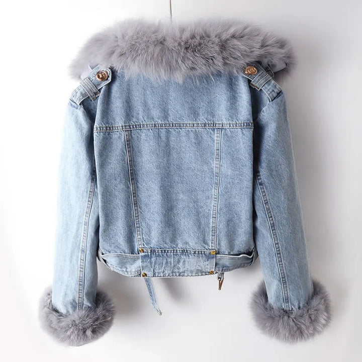 Veste en denim et fourrure Elégance