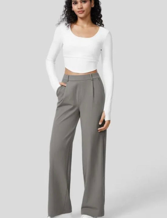 Pantalon Droit Stretch Taille Haute